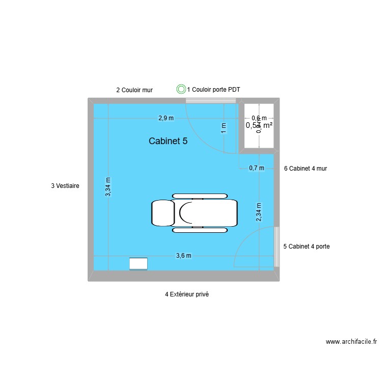 60704 Cabinet 5. Plan de 2 pièces et 12 m2
