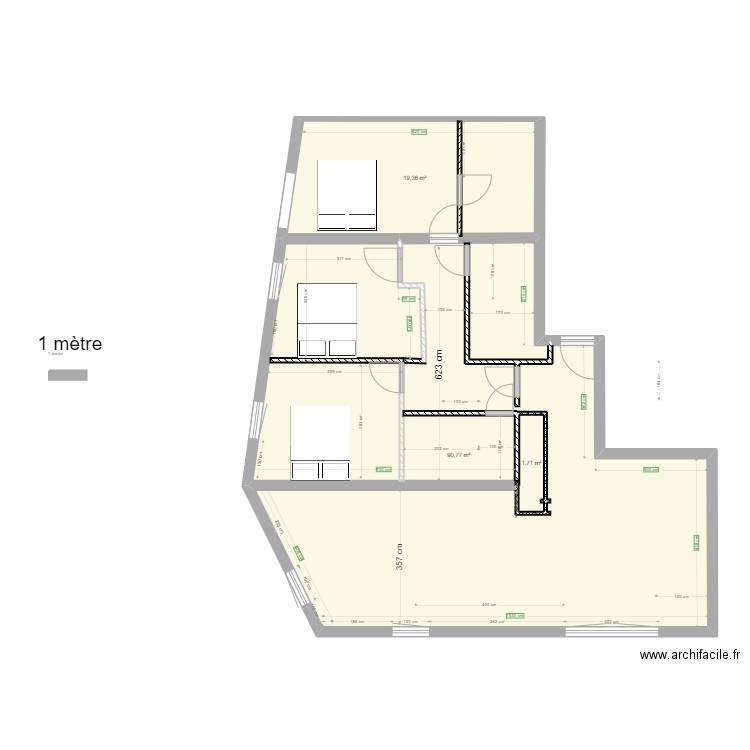 Pour jouer 2. Plan de 3 pièces et 112 m2