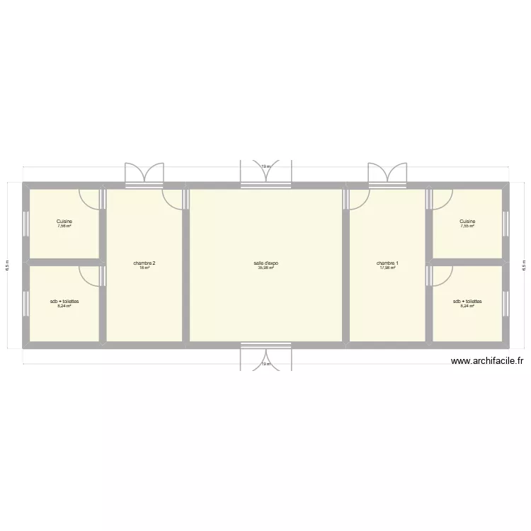locaux SAC. Plan de 7  et 104 m²