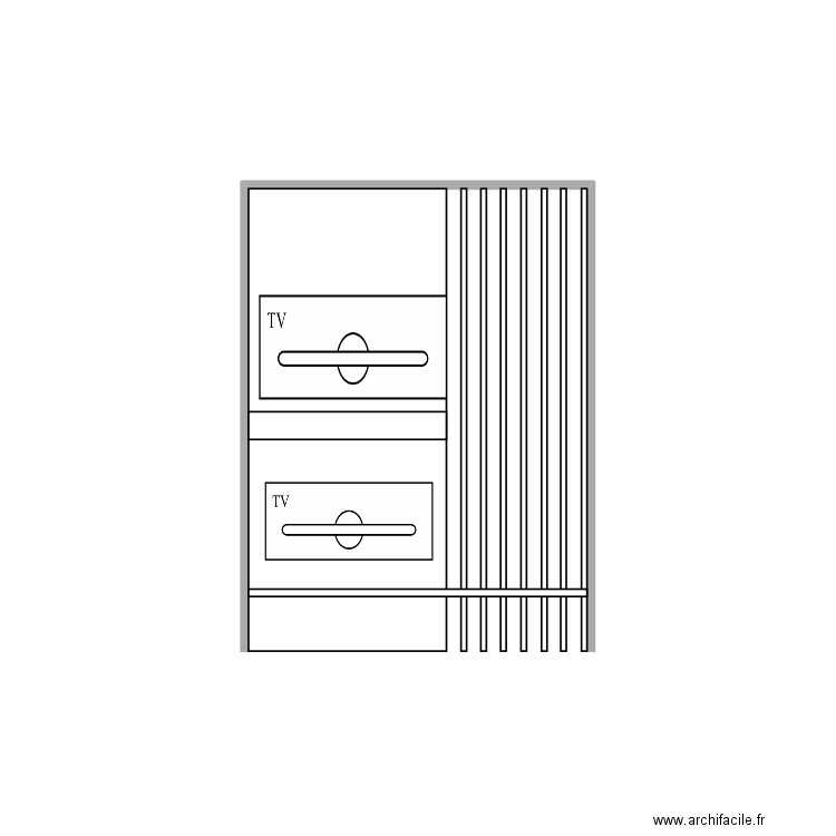 Mur télé option 2 . Plan de 0 pièce et 0 m2