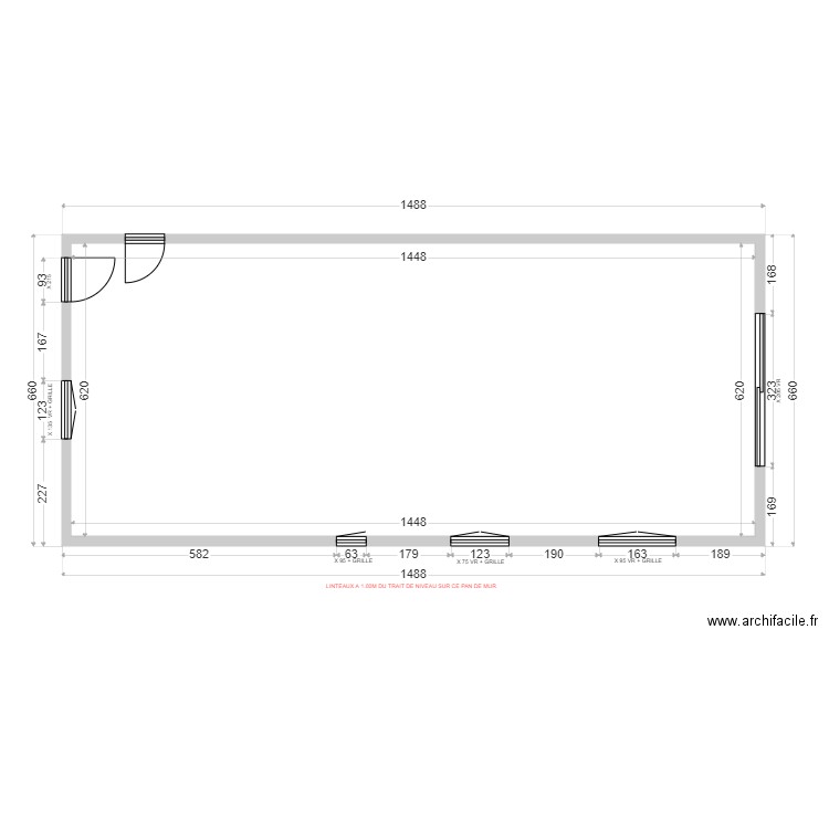 MARTY Catherine Maçonnerie. Plan de 1 pièce et 90 m2