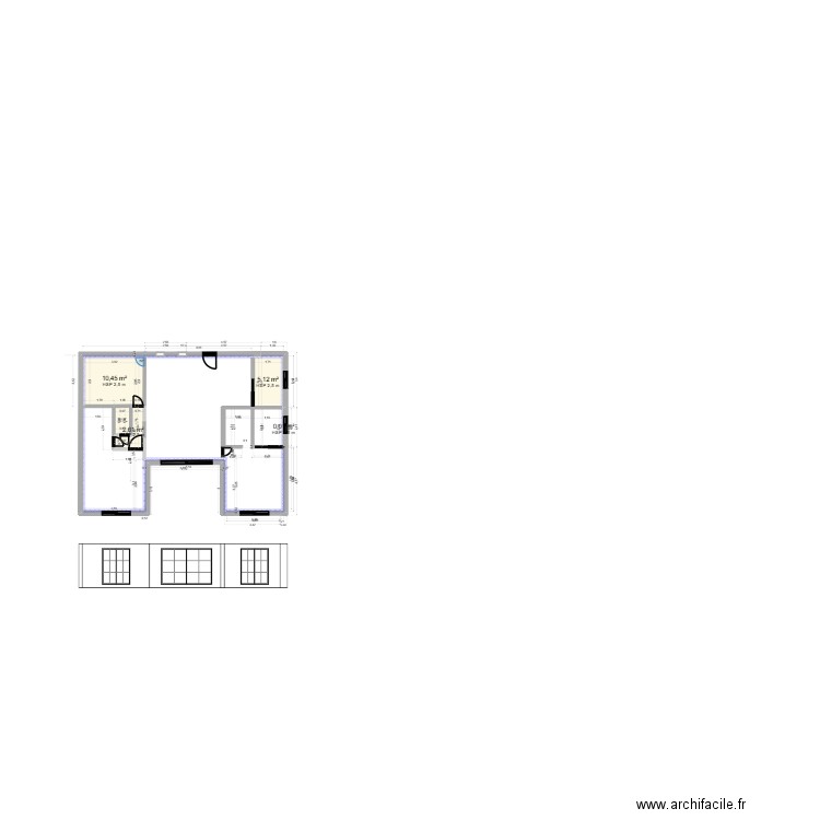 casa4. Plan de 5 pièces et 20 m2