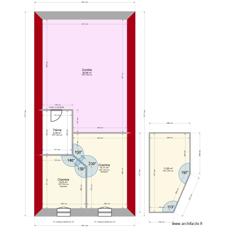 FRESCHI. Plan de 5 pièces et 77 m2