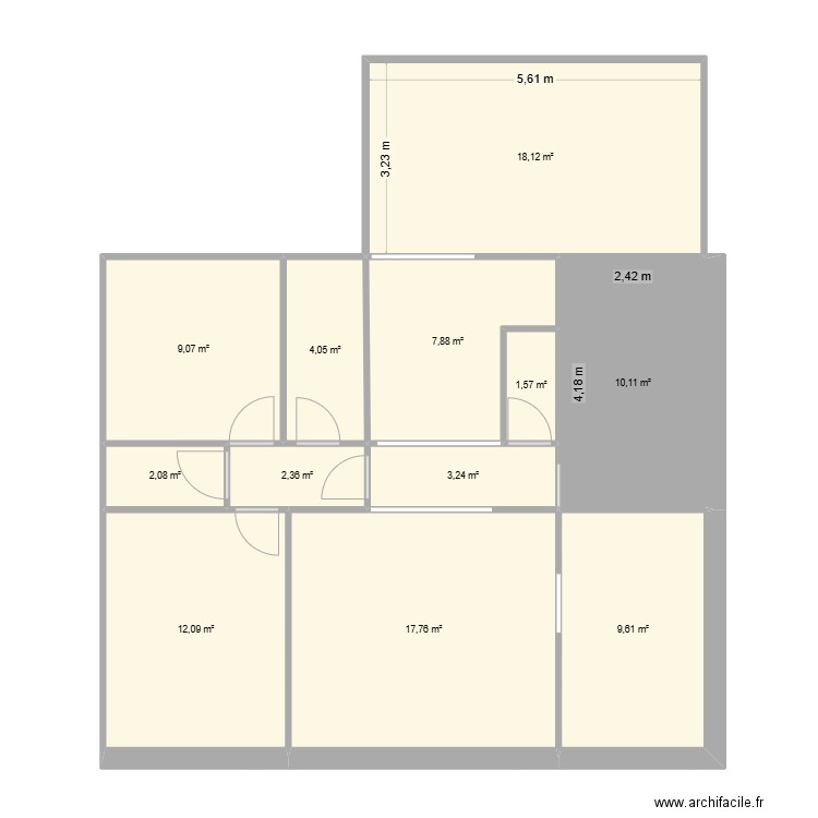 Appart St Cyr. Plan de 12 pièces et 98 m2