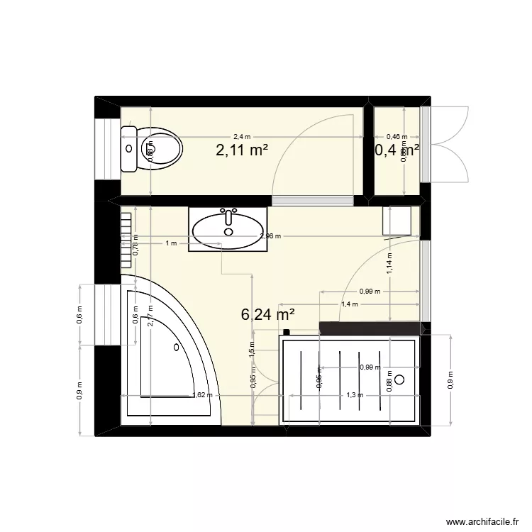 Nouvelle salle de bain. Plan de 
