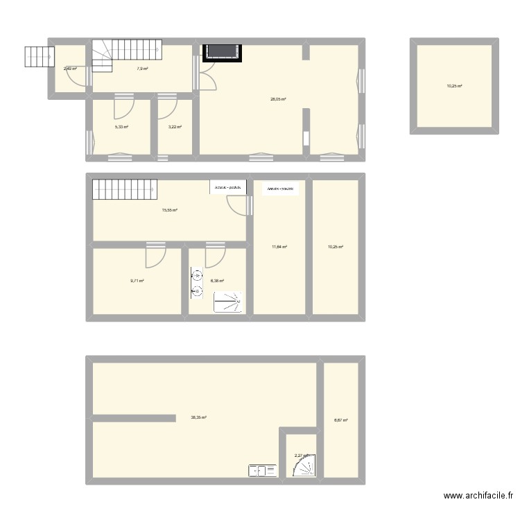 MAISON-14-RAMENAS. Plan de 14 pièces et 158 m2