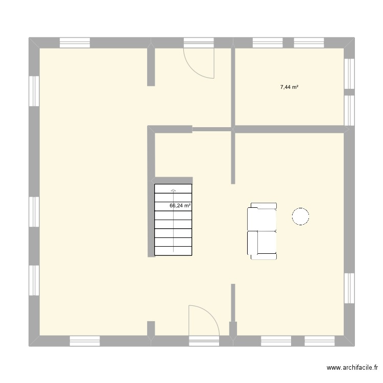 RDC MODULE. Plan de 2 pièces et 74 m2