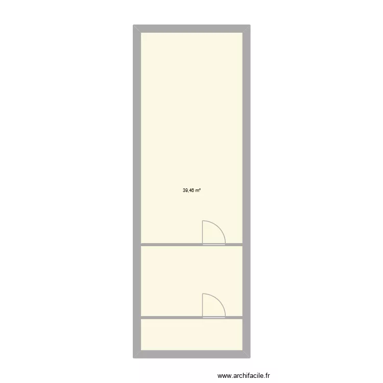 magasin. Plan de 1  et 39 m²
