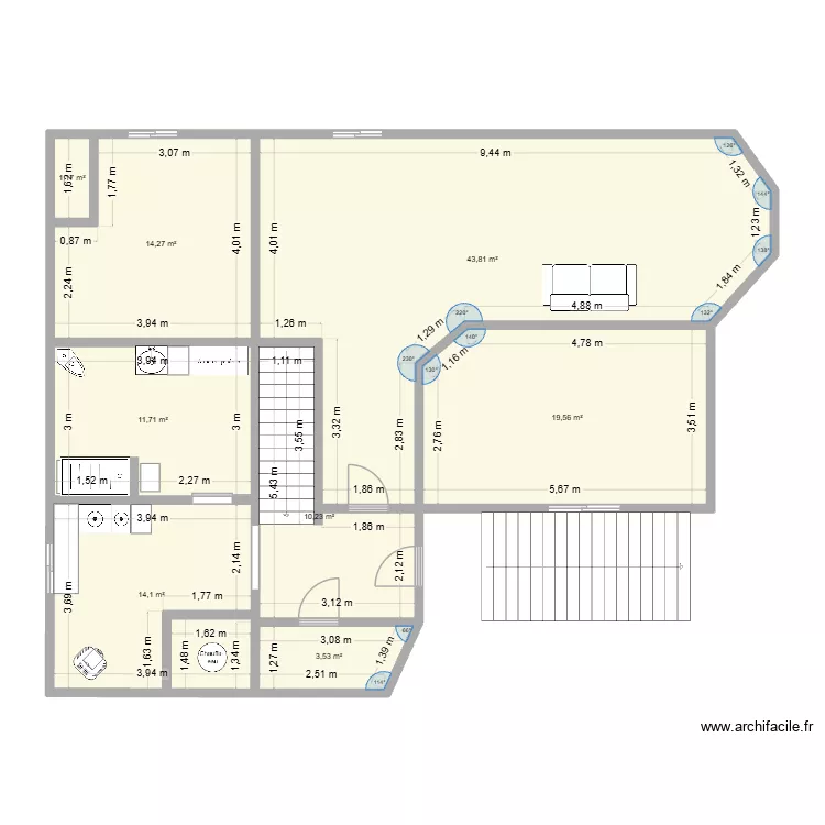 salle bain3. Plan de 8  et 118 m²