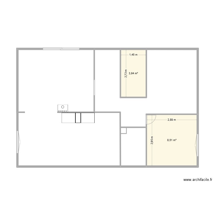bruline. Plan de 2 pièces et 12 m2