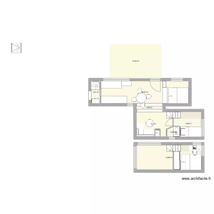extension arri&egrave;re Z bis. Plan de 8 pièces et 53 m²