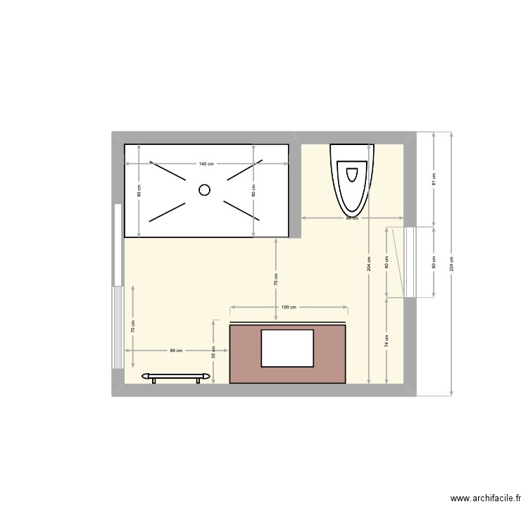 Mireval Projet2. Plan de 1 pièce et 5 m2