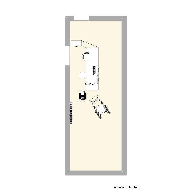 bureau. Plan de 1 pièce et 24 m2