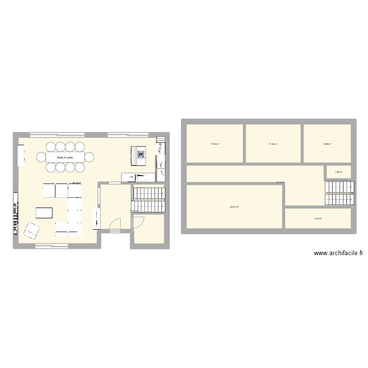 Verrière rdc. Plan de 9 pièces et 164 m2