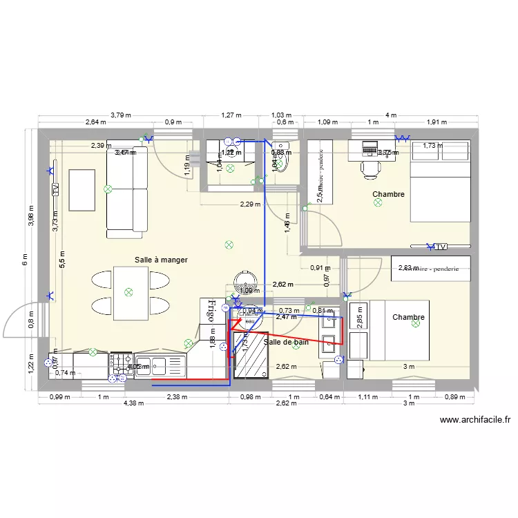 chalet hastiere. Plan de 6  et 50 m²