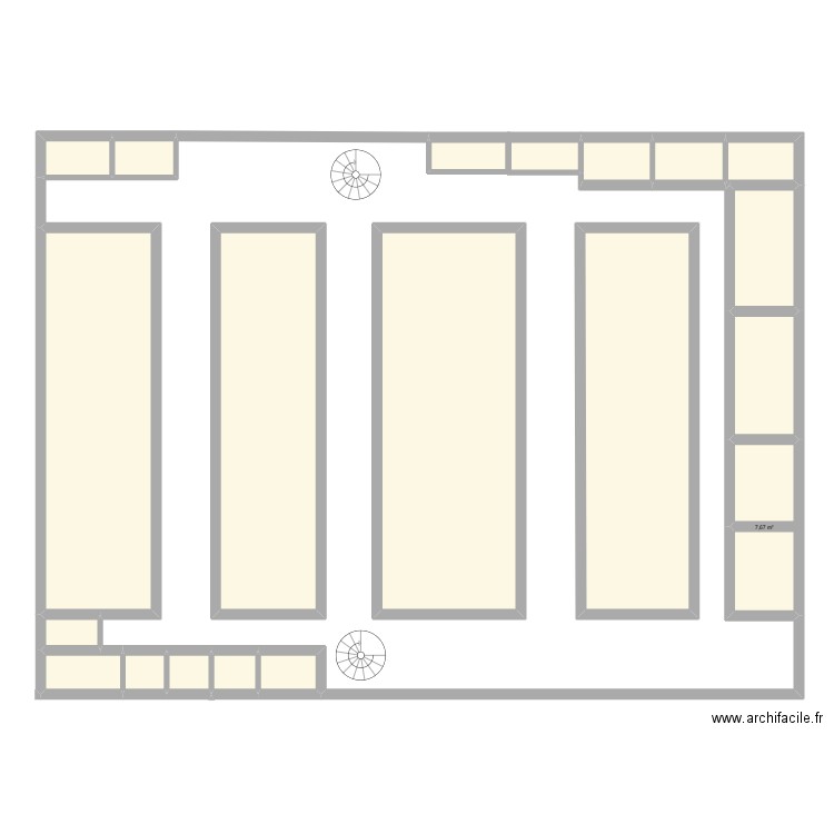 2e etage. Plan de 20 pièces et 174 m2