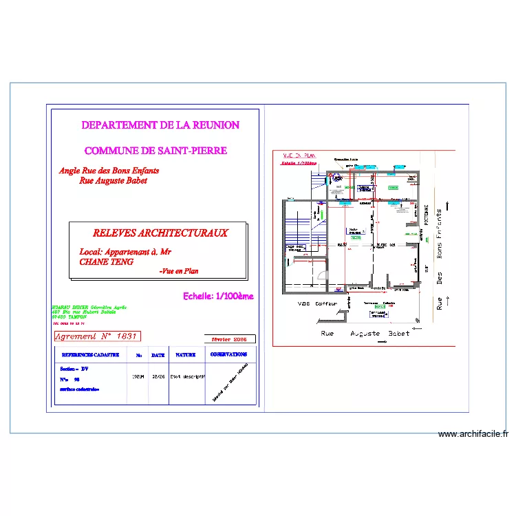 Plan d\'implantation Chane Teng / Archi Duboul. Plan de 