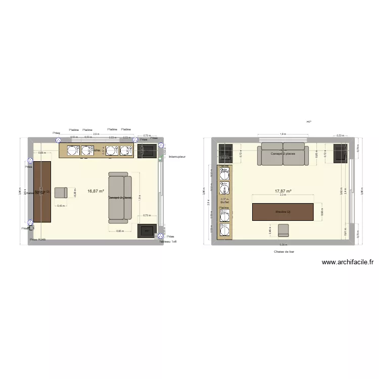 Studio. Plan de 2 et 35 m² Studio. Plan de 2 et 35 m²