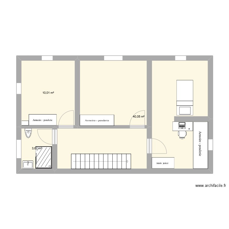 ETAGE YOUSSEF. Plan de 3 pièces et 54 m2