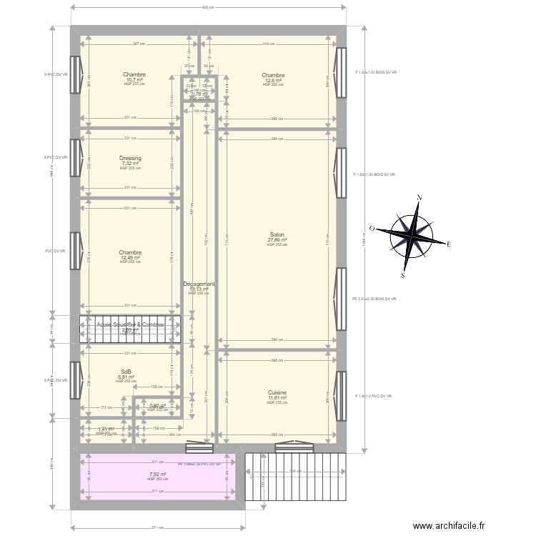 COOK (Merigny). Plan de 13 pièces et 117 m2