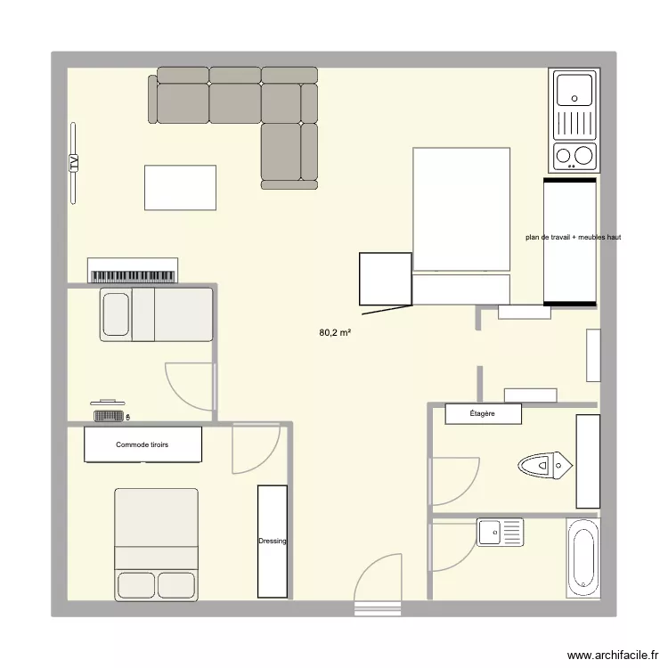 Chez caro. Plan de 1 Pièce et 80 m²