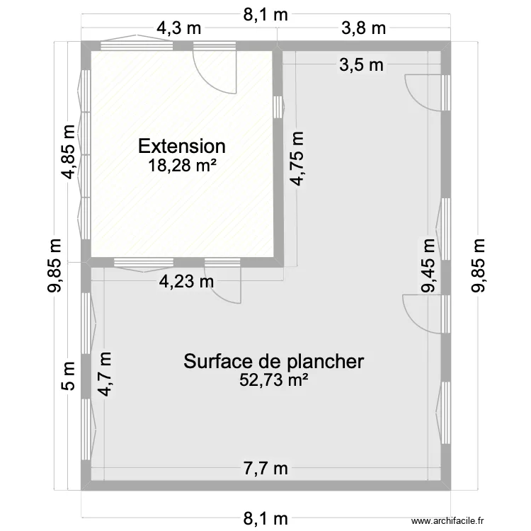 Plan de masse extension. Plan de 3 et 104 m² Plan de masse extension. Plan de 3 et 104 m²