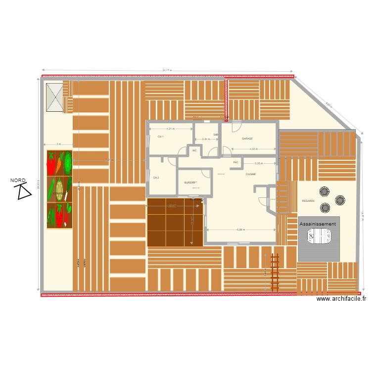 terrain 1. Plan de 4 pièces et 709 m2