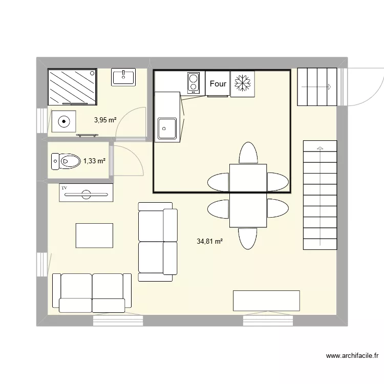 Gite 2 - Atelier R1 chambre R2b. Plan de 