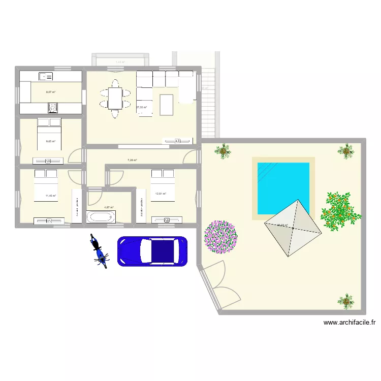 cacazerty. Plan de 11  et 203 m²