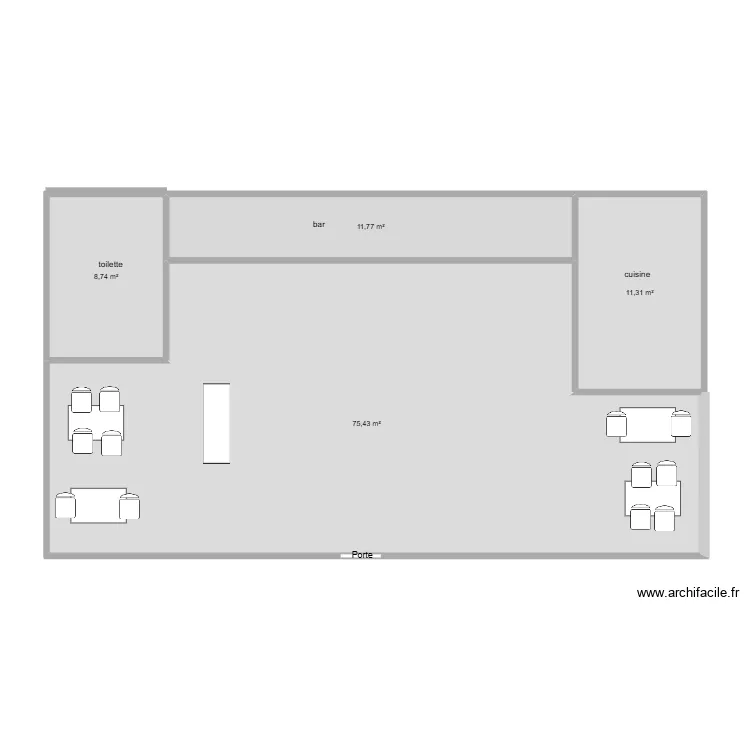 resto. Plan de 4  et 107 m²