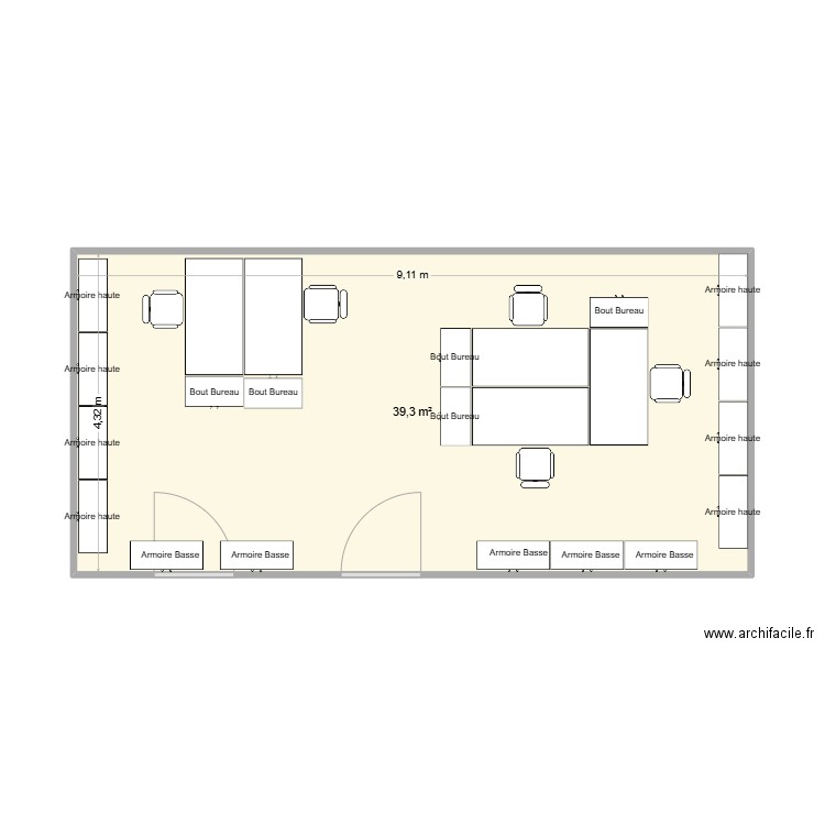 PROJET RH 2025. Plan de 1 pièce et 39 m2