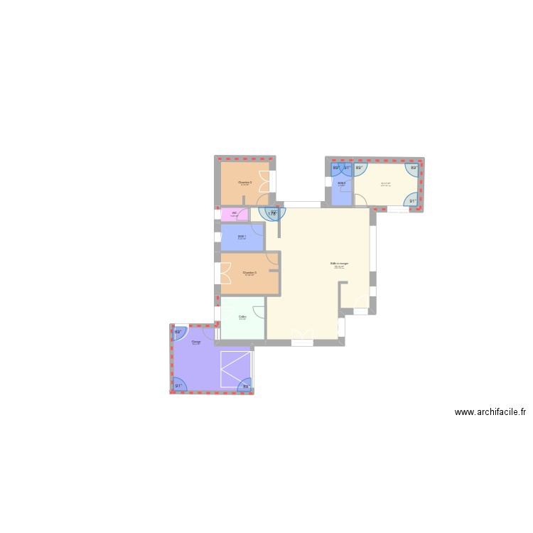 Maison Hortensias . Plan de 9 pièces et 128 m2