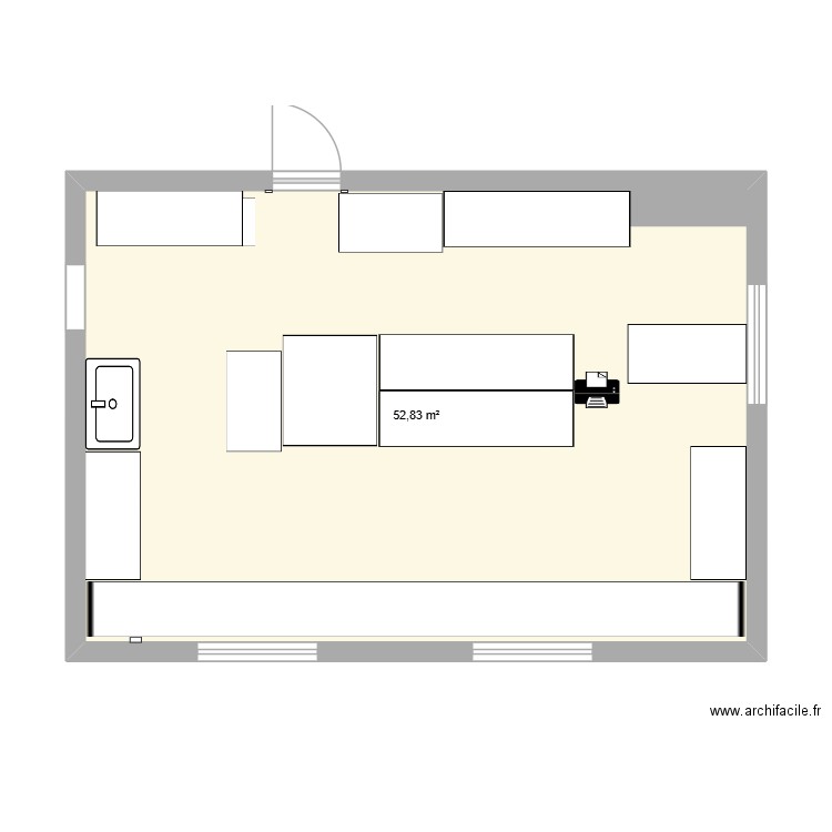 Labo. Plan de 1 pièce et 53 m2