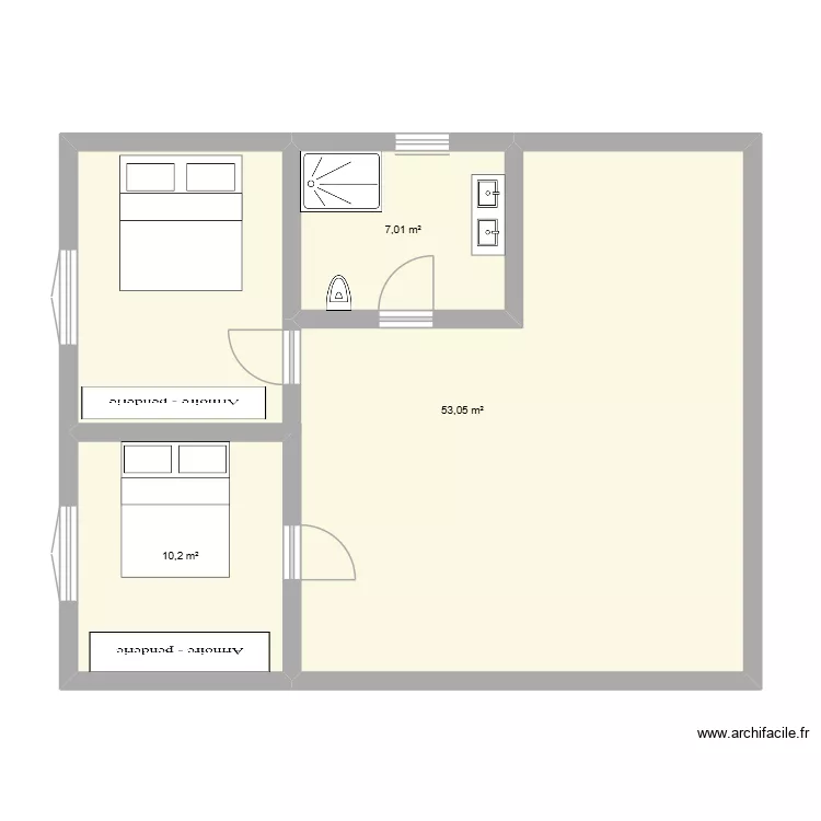 Maison Larissa. Plan de 3  et 70 m²