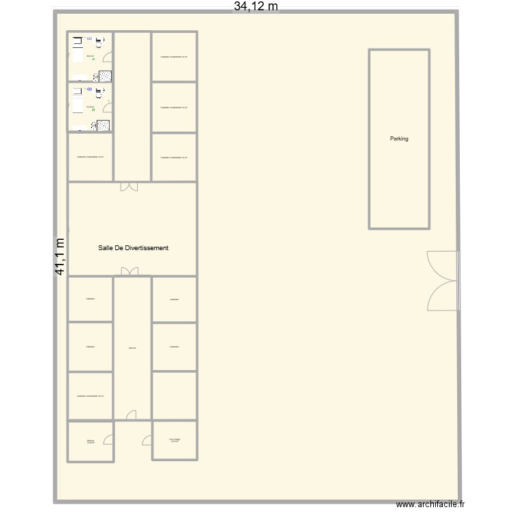 BASE DE VIE. Plan de 16 pièces et 1691 m2