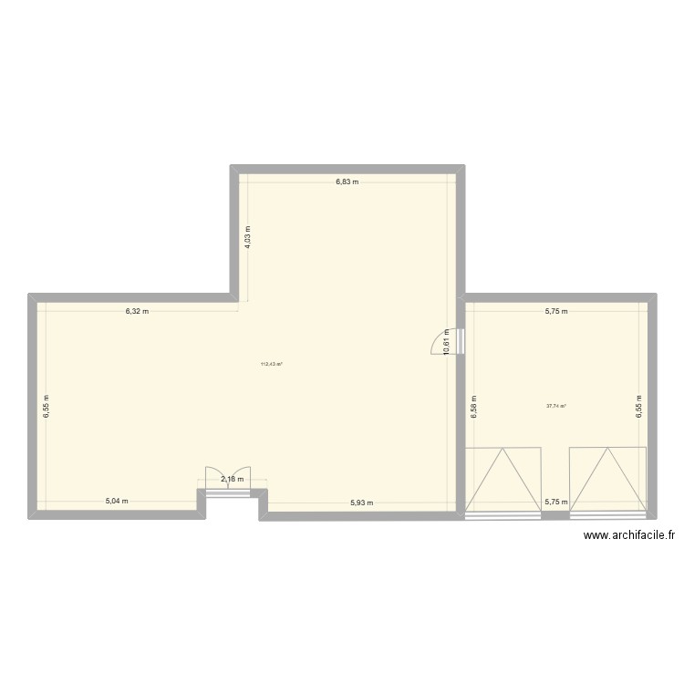 maison y e. Plan de 2 pièces et 150 m2