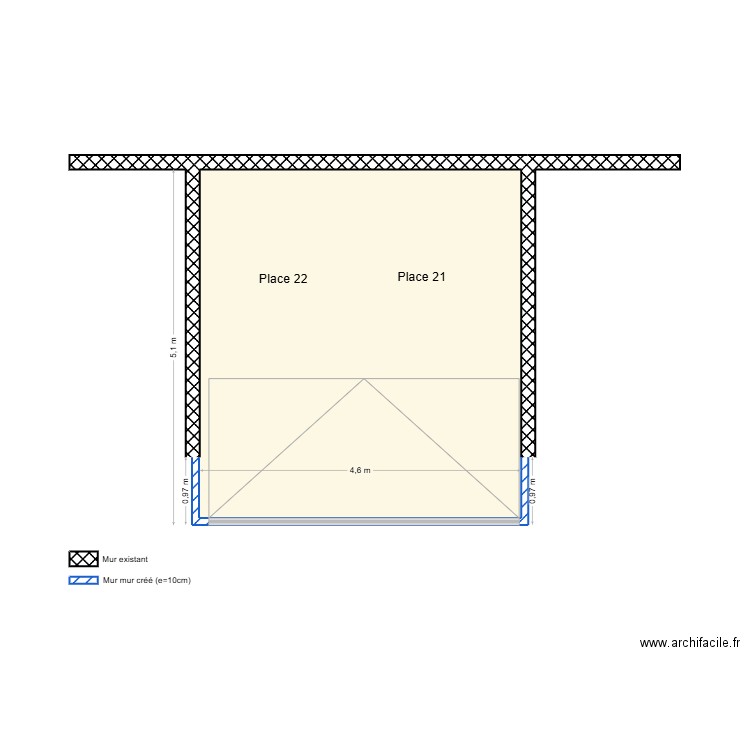 Projet PETRY. Plan de 1 pièce et 23 m2