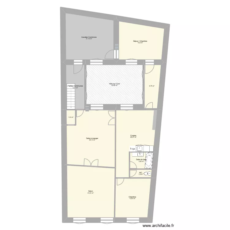 Plan Existant Lauriers 2. Plan de 12  et 167 m²