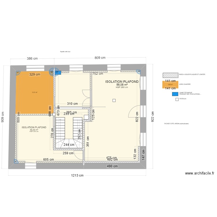 projet BENOIT PLAQUISTE. Plan de 4 pièces et 178 m2