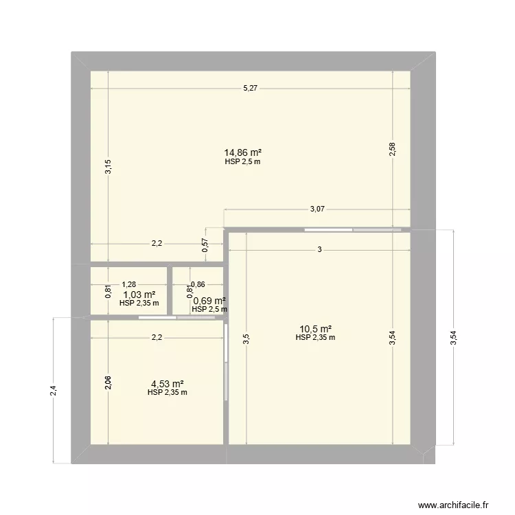 loft et jardin. Plan de 5  et 32 m²