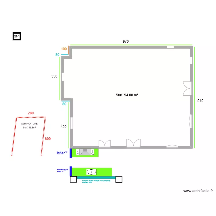 Rez-de-Chaussée MESURES CUISINE ETE. Plan de Rez-de-Chaussée MESURES CUISINE ETE. Plan de