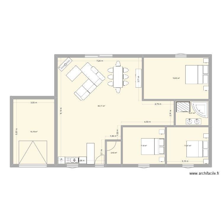 plan laetityia 1. Plan de 7 pièces et 134 m2