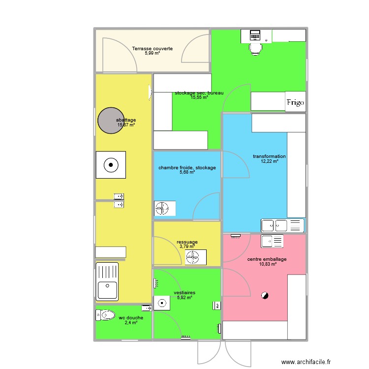 plan LABO. Plan de 9 pièces et 78 m2