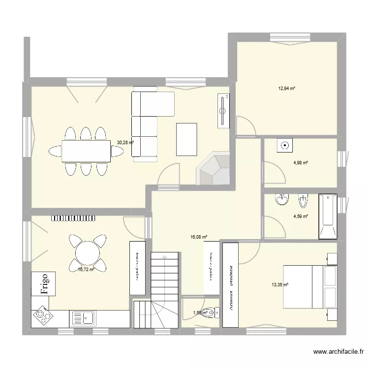 1 étage. Plan de 8 pièces et 101 m² 1 étage. Plan de 8 pièces et 101 m²