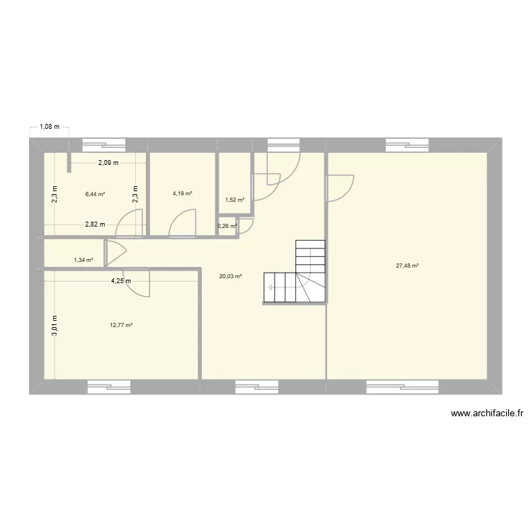 Maison du Bas. Plan de 8  et 74 m²
