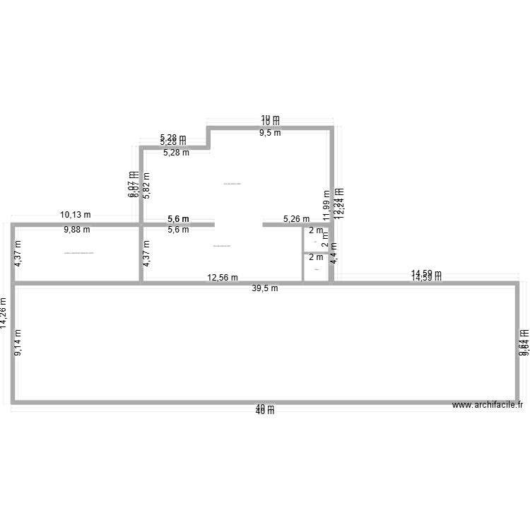 Plan de masse - Batiment principal. Plan de 4 pièces et 570 m2