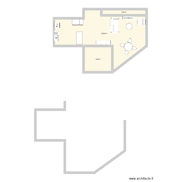 nelson 1. Plan de 3 pièces et 45 m2