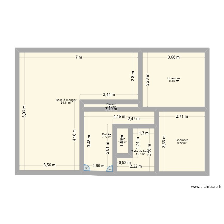Maison Valdoie. Plan de 7 pièces et 69 m2