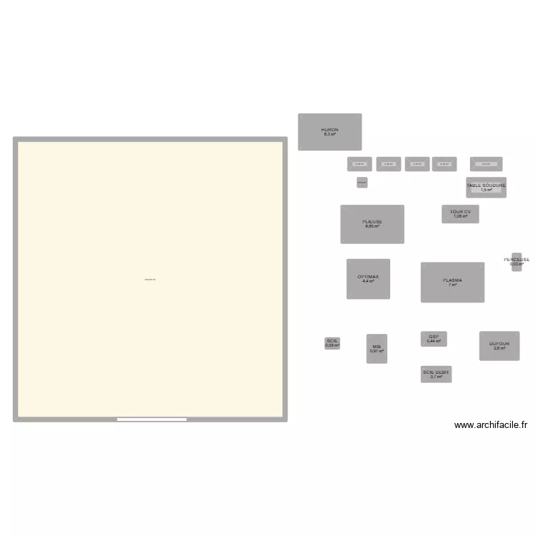 plan batiment. Plan de 19  et 334 m²