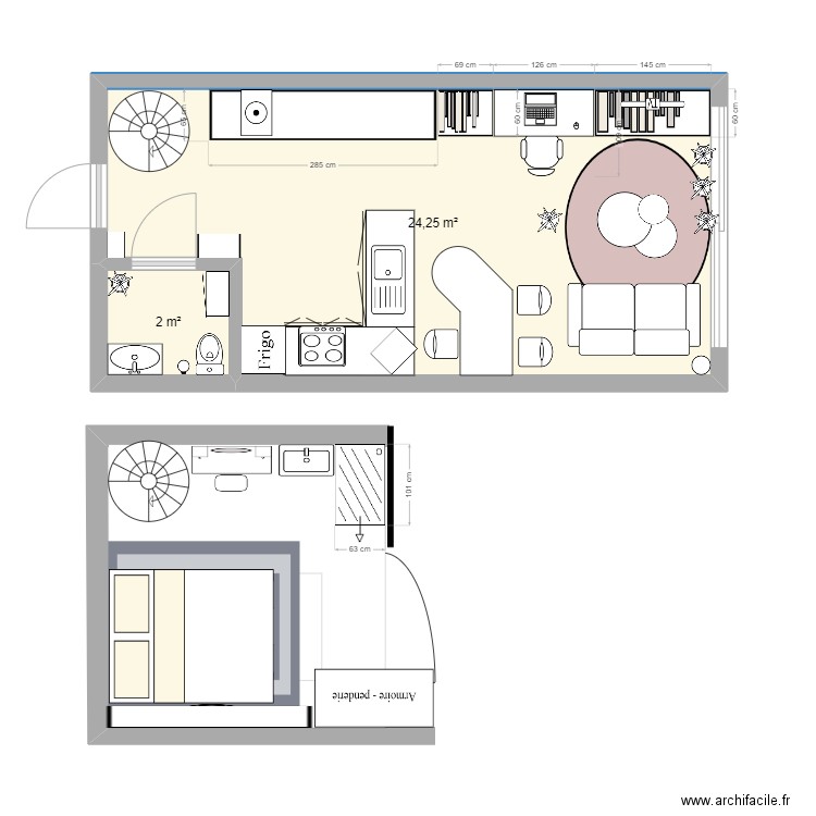 studio 20m2 . Plan de 0 pièce et 0 m2